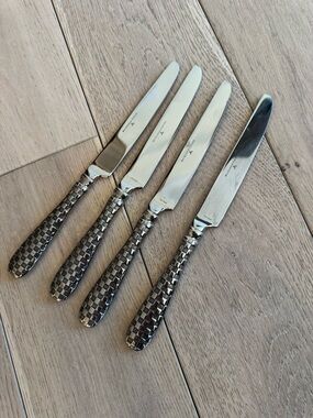 MacKenzie-Childs Silver Woven-Pattern Dinner Knives - Set of 4